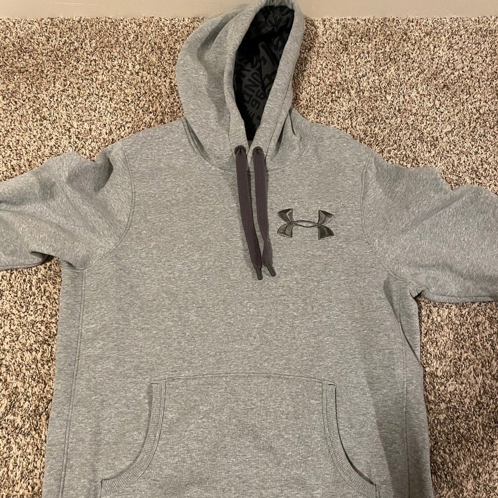 Mens Under Armour Charged Cotton Storm Cold Gear Gray Hoodie Size Large